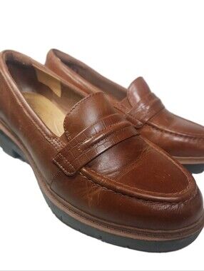 Clarks Westlynn Bay Loafer Brown Leather Women Sz:7W Comfort Job SlipOn 26175573